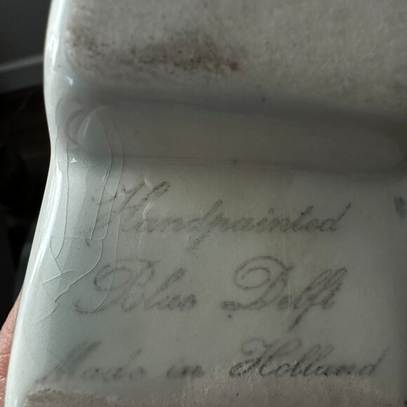 Mid 20th Century "DELFT" Holland Blue & White Ceramic Clog Set of 2 Smoke Shoe's - Picture 6 of 7